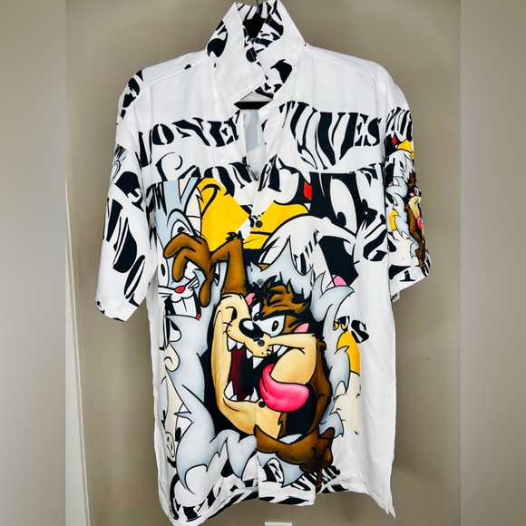 All Over Print Tax Mania Button Up Shirt - Picture 3 of 4